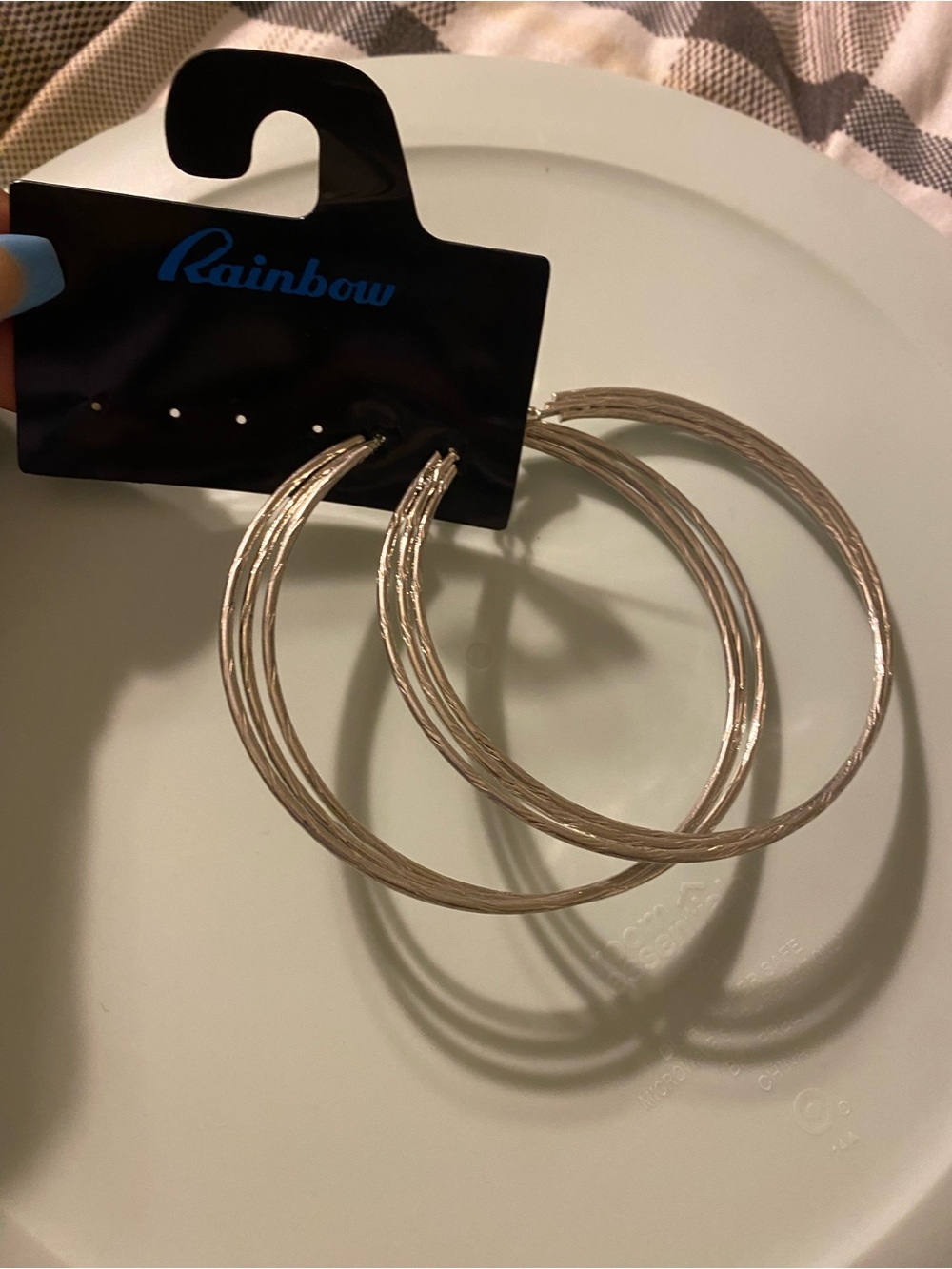 Rainbow Silver Multi-Textured Hoop Earrings